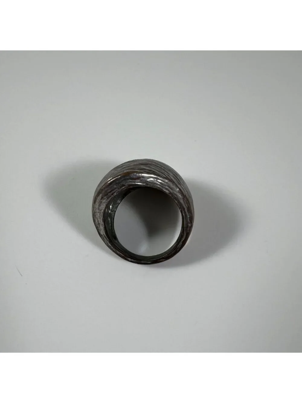 Vintage Silver-Tone Wide Textured Dome Ring - Picture 2 of 3